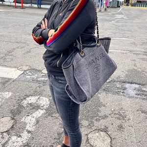 CHANEL, Bags, Chanel Medium Deauville Tote In Gray Tweed